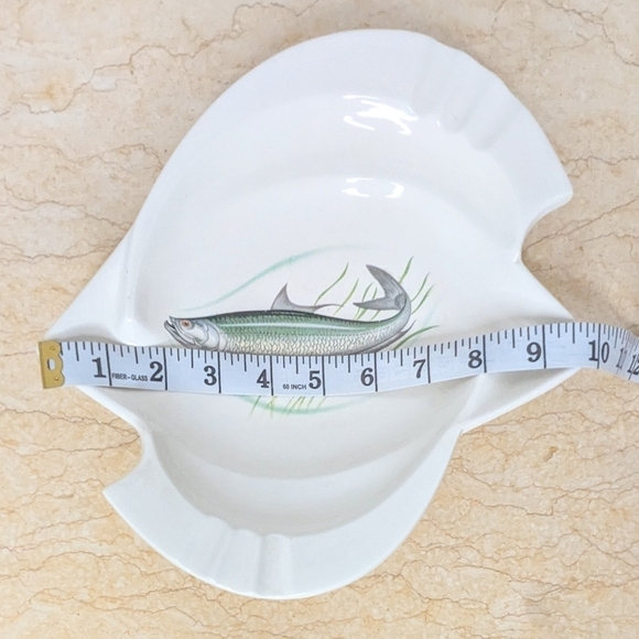 Vintage Ceramic Mid Century White Terrapin Fish Ashtray Trinket Dish - Picture 9 of 10